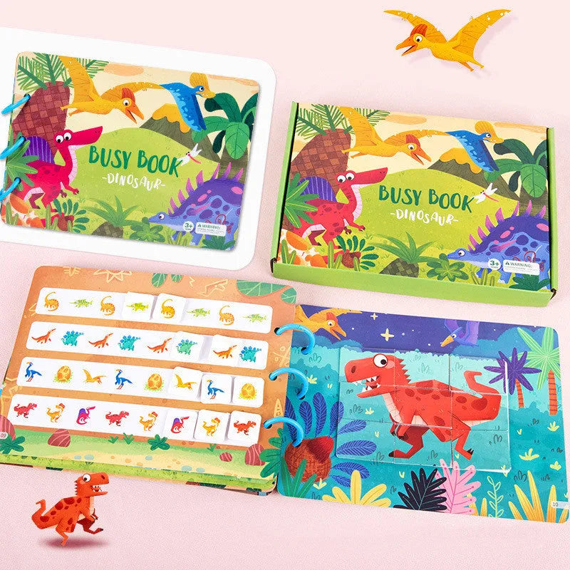 Children's white cardboard Velcro quiet book with themed pages for ages 4-6