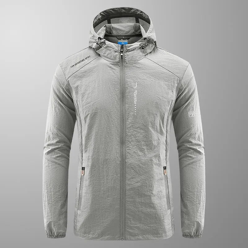 Men's lightweight nylon hooded jacket for summer outdoor wear in multiple colour options