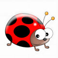Large 14.5cm red and black cartoon ladybird PVC sticker on a car window.