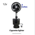 Portable ABS plastic fan unit designed to sit in a car cup holder, with options for 12V, 24V, or USB power.
