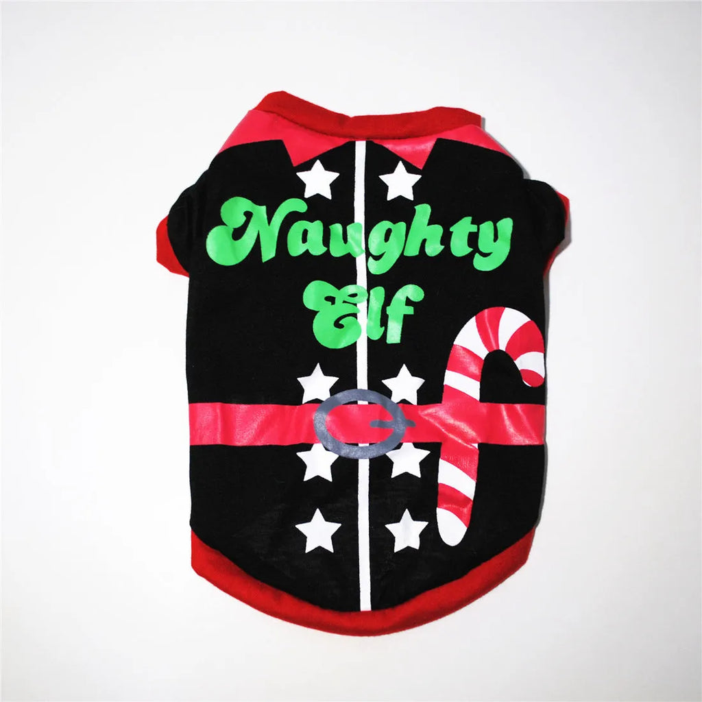 Christmas dog clothing in cotton with green Santa Claus design for small to large dogs