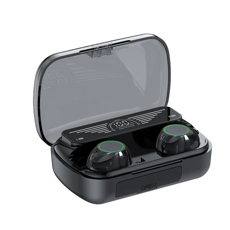 Wireless Bluetooth TWS sports earphones with touch controls in various style options.