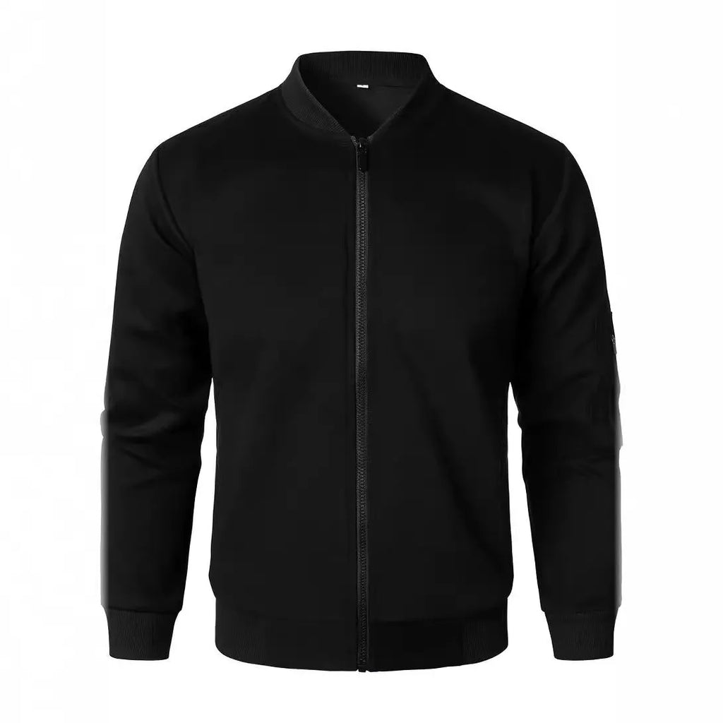 Men's loose fit cotton knitted jacket in grey with long sleeves and a polyester lining