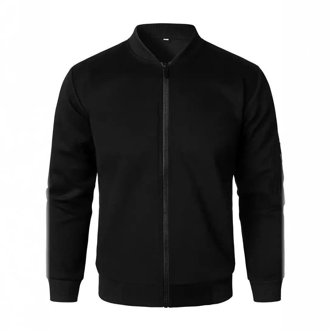 Men's loose fit cotton knitted jacket in grey with long sleeves and a polyester lining
