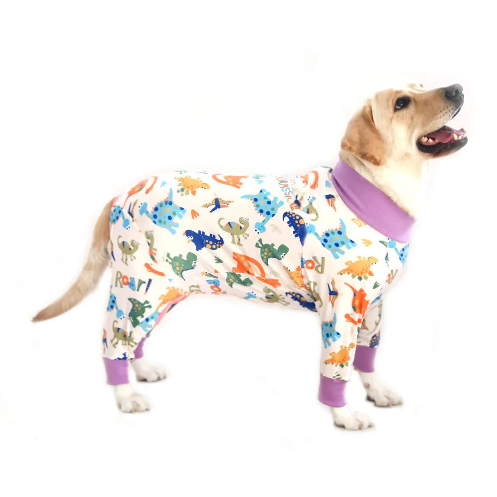 Cotton dog jumpsuit with four-legged coverage in multiple colour options