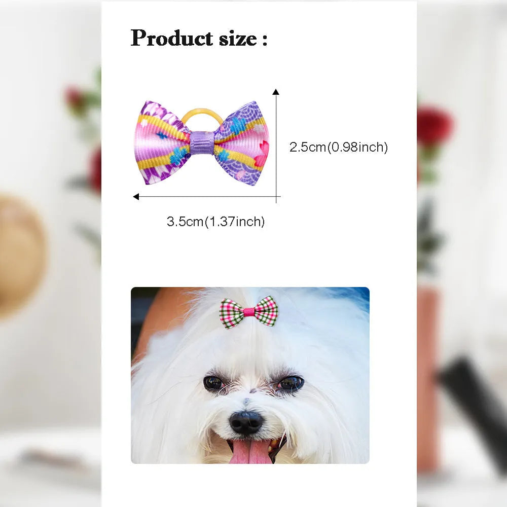 Cloth pet head plaid bow accessory in British style, single head flower with random colour.