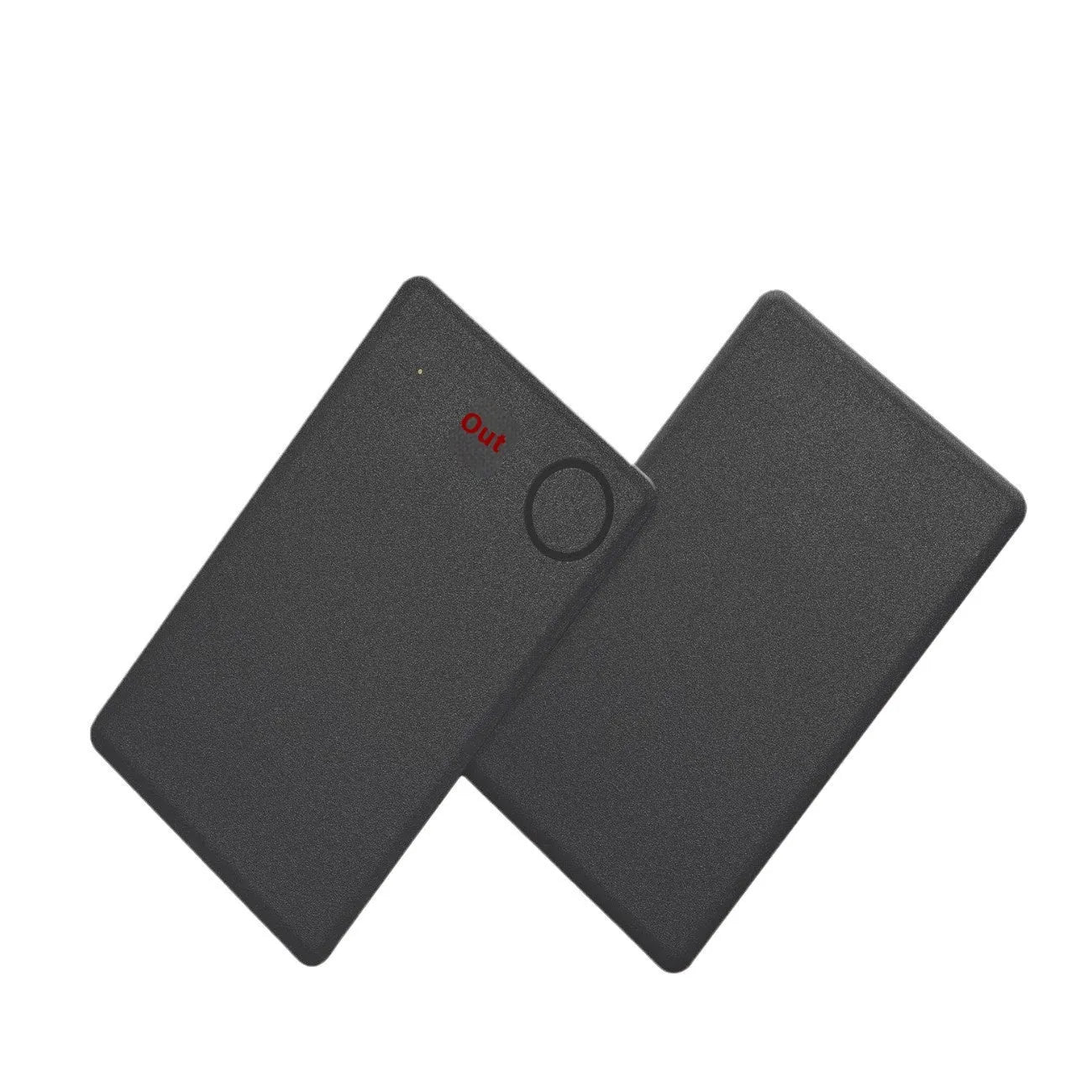 Black universal card anti-lost locator with Bluetooth 5.0, ABS construction, and hanging loop