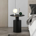 Nordic style round metal bedside table in beige with simple modern design for bedroom use