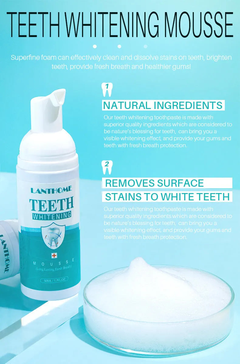 Teeth whitening mousse oral cleaning foam 50ml for adults