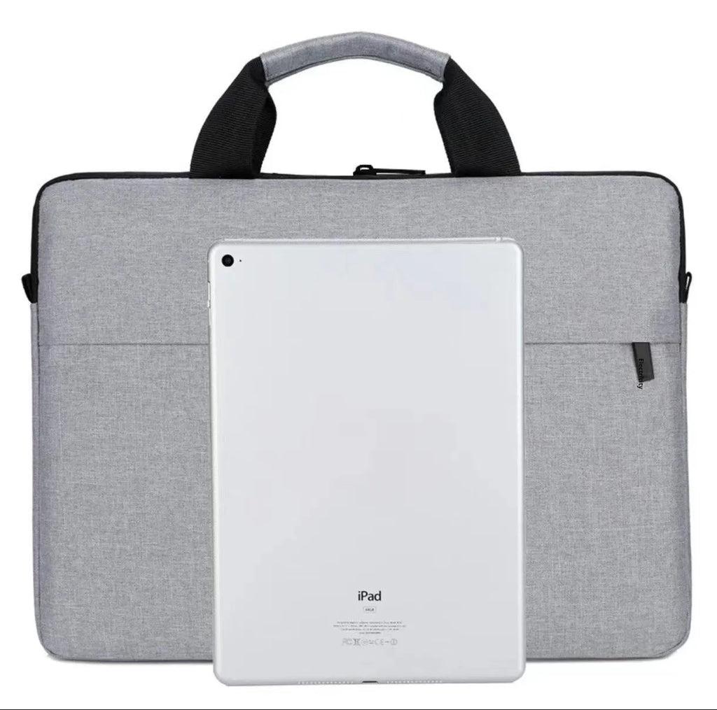 Grey lightweight men's laptop bag with Oxford cloth exterior and inner lining