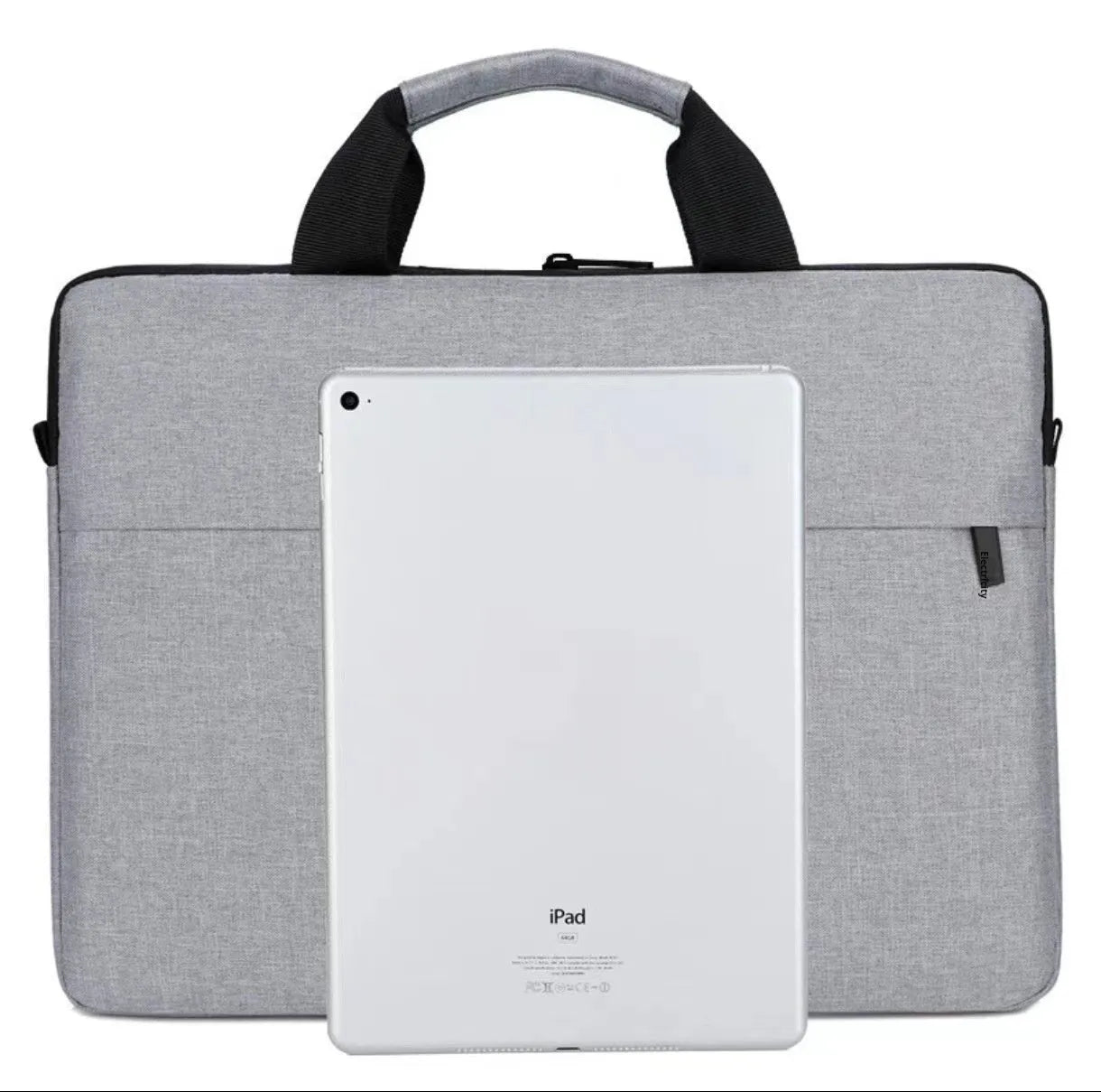 Grey lightweight men's laptop bag with Oxford cloth exterior and inner lining