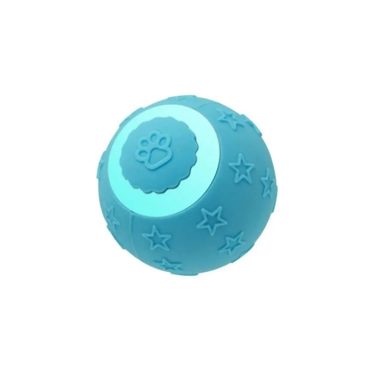 Blue smart ball cat toy with rechargeable feature and rolling motion on a floor