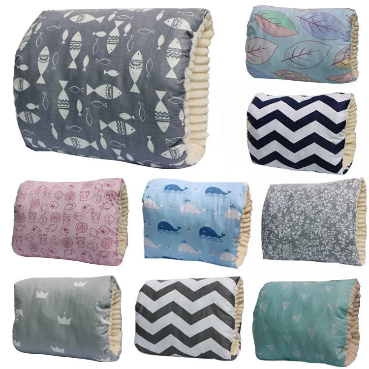 Adjustable cotton nursing arm pillow for breastfeeding support in blue triangle colour, 25x23cm, machine washable