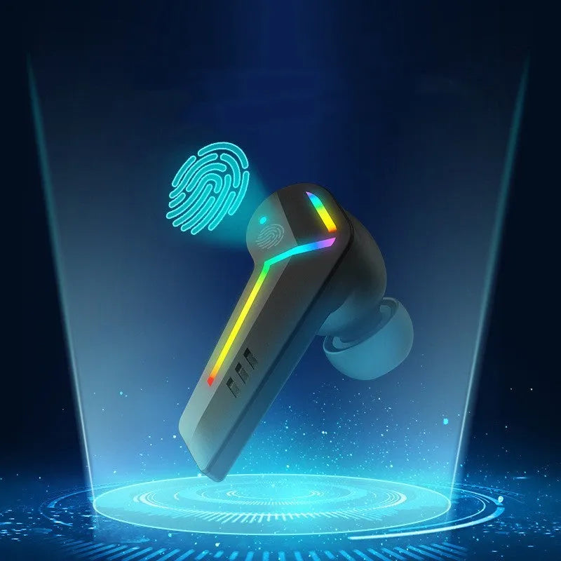 Black TWS wireless Bluetooth earbuds for low latency gaming and sports