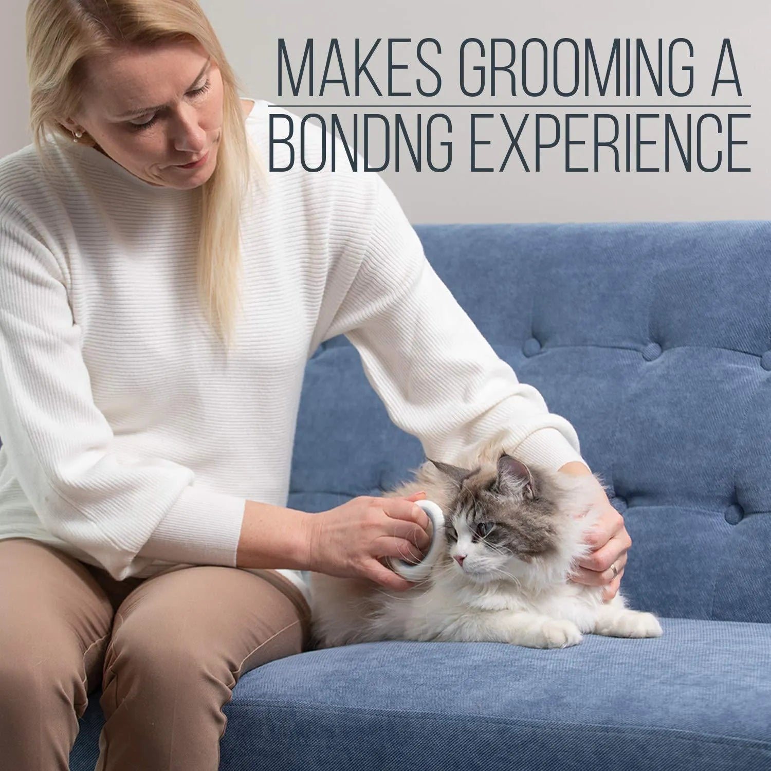 Blue pet deshedding comb with ergonomic handle for cats and dogs