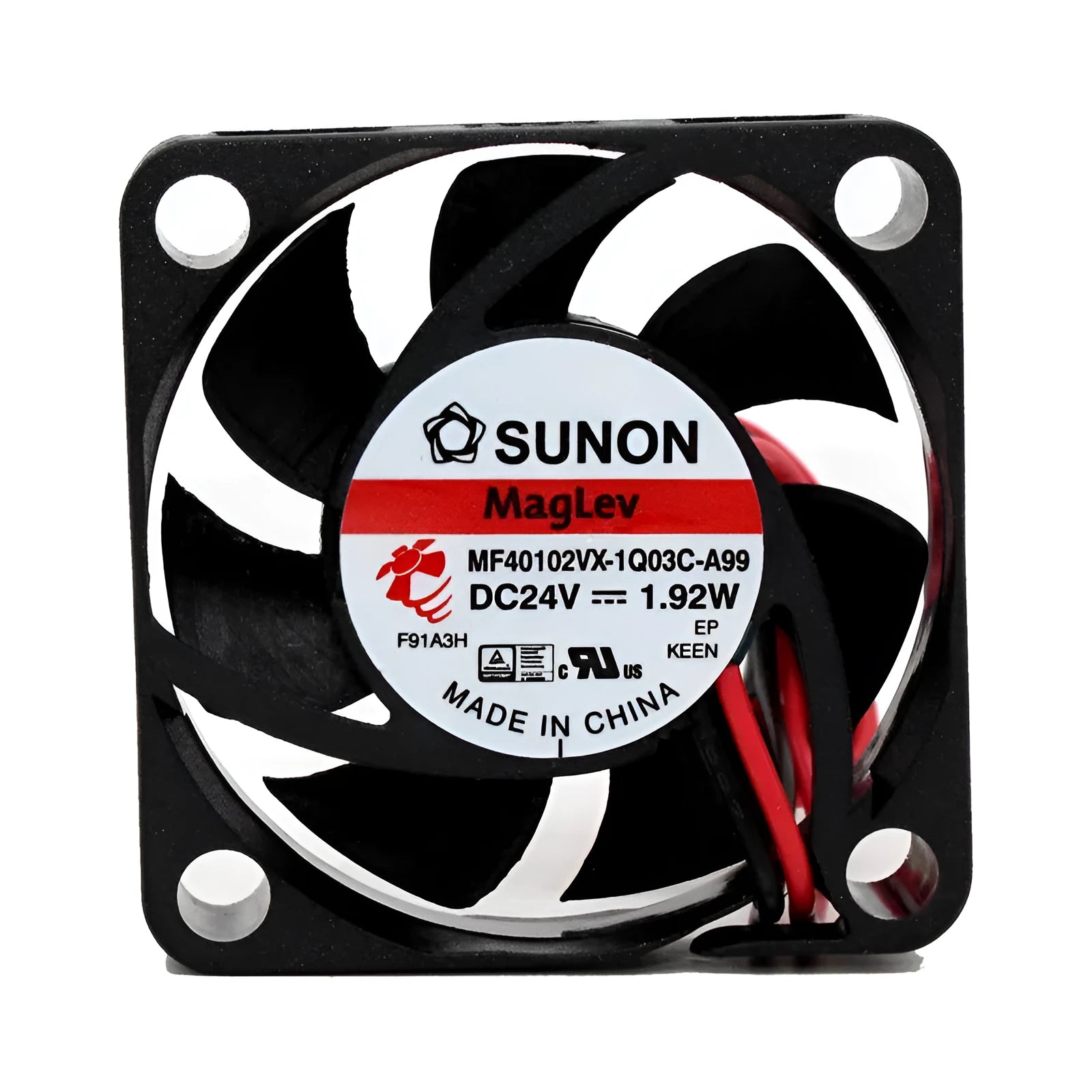 MF40102VX-1Q03C-A99 24V 4cm DC axial cooling fan with black frame and blades