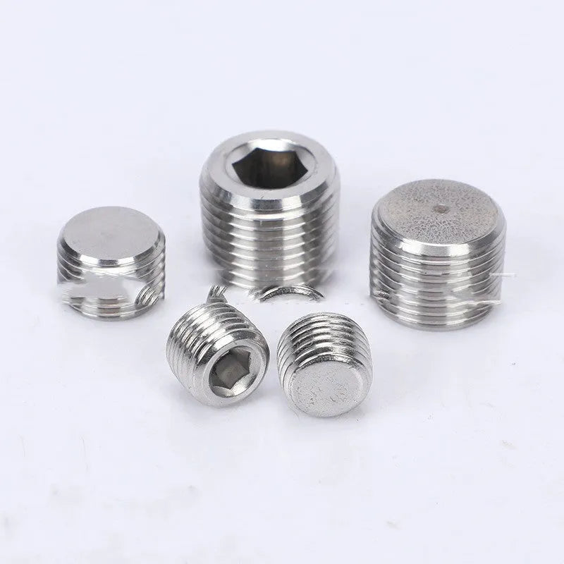 Stainless steel hexagon plug for 3/8 BSP pipe threads