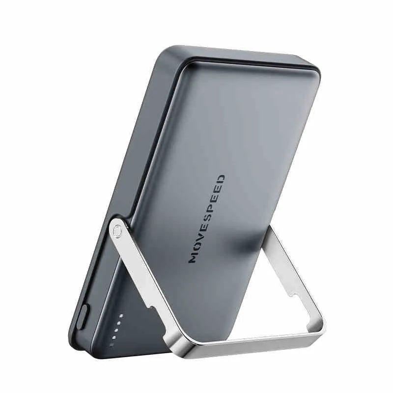 Magsafe portable compact wireless power bank 5000mAh in Space Gray with magnetic alignment