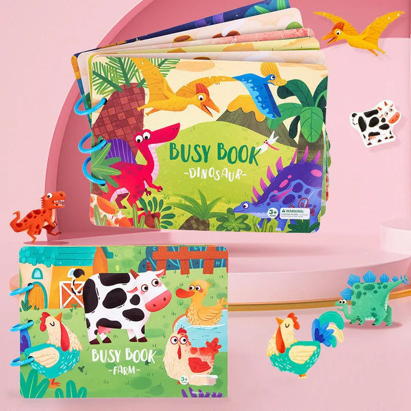 Children's white cardboard Velcro quiet book with themed pages for ages 4-6