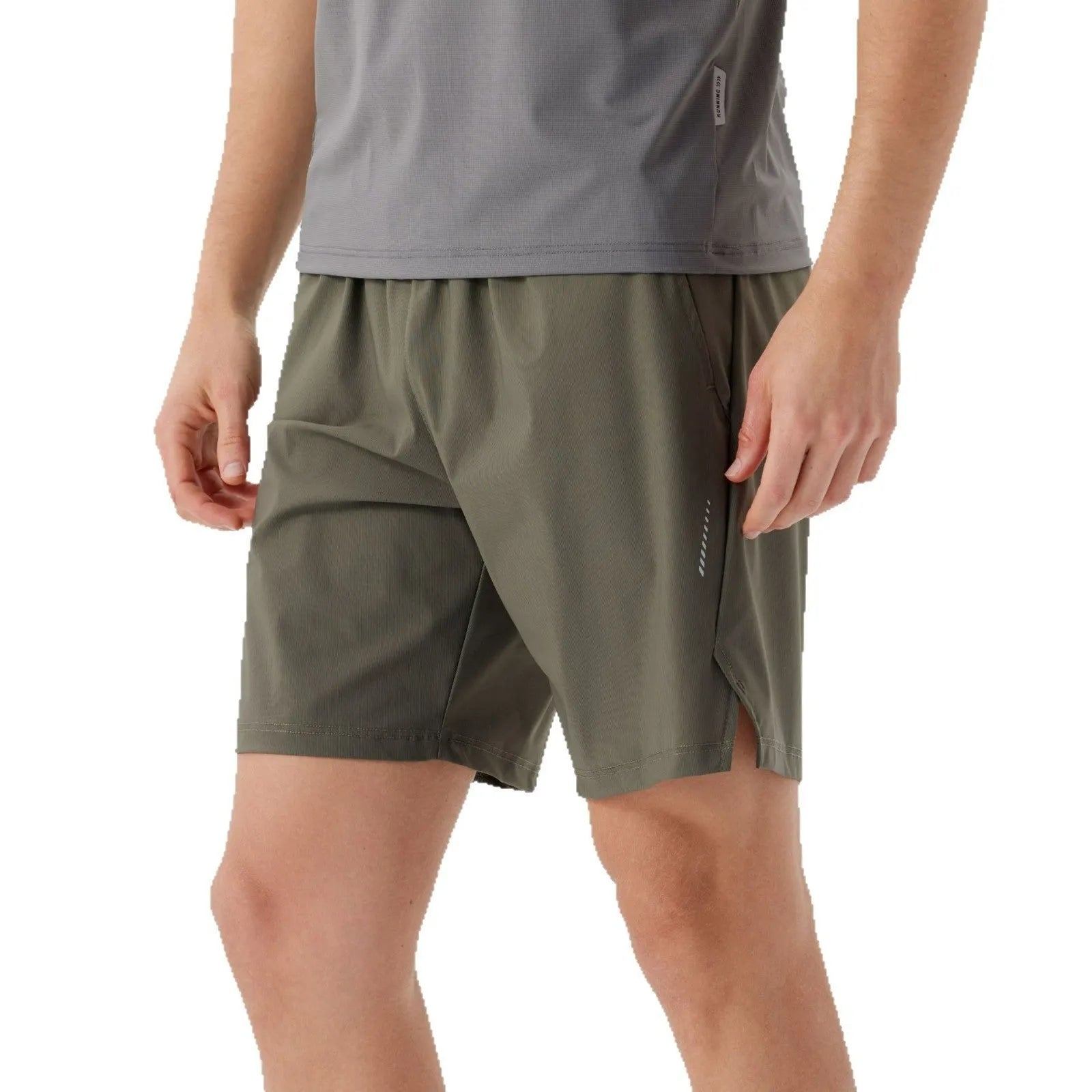Men's ice silk sports shorts in breathable nylon fabric showing mid waist design