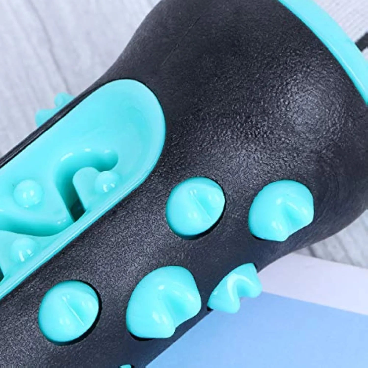 A natural rubber dog toothbrush chew toy in blue, measuring 15 cm long, for dental cleaning and play.