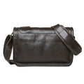 Men's genuine leather crossbody shoulder bag in olive green with patchwork design