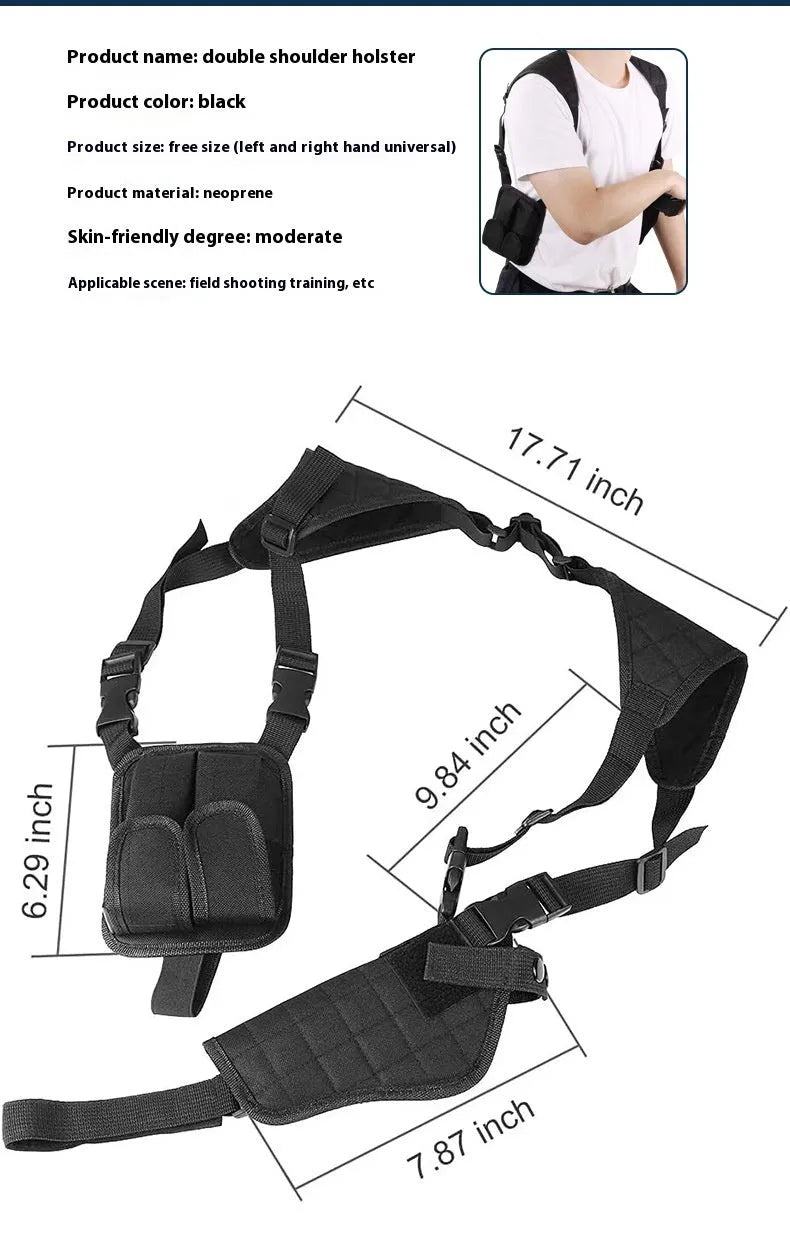 Black underarm shoulder holster bag in Oxford cloth with nylon clip for outdoor sports
