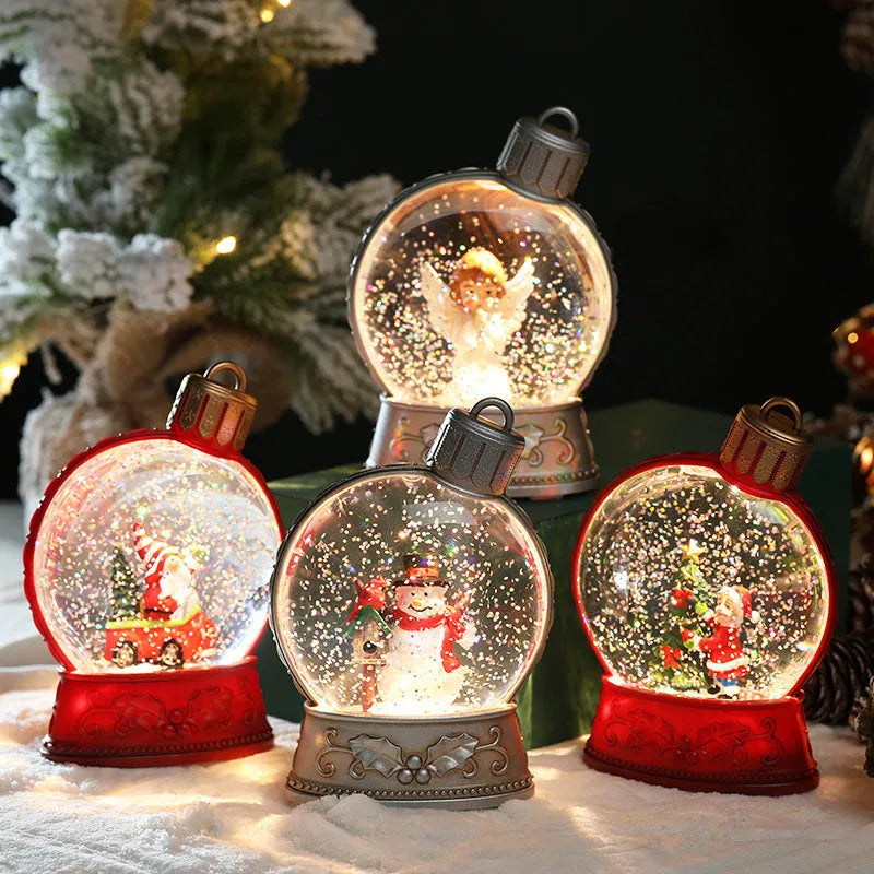 Battery-powered LED Christmas decoration with flame simulation light in plastic character design