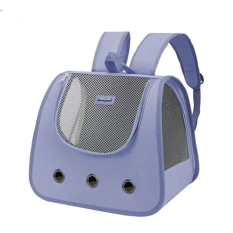 Medium capacity cat backpack in Oxford fabric with shoulder straps, shown in khaki colour
