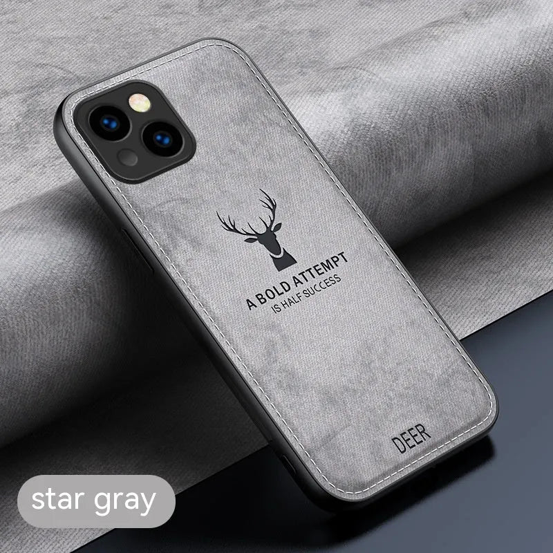 Ultra thin silicone phone case with cloth deer head design for Apple iPhone, frost black