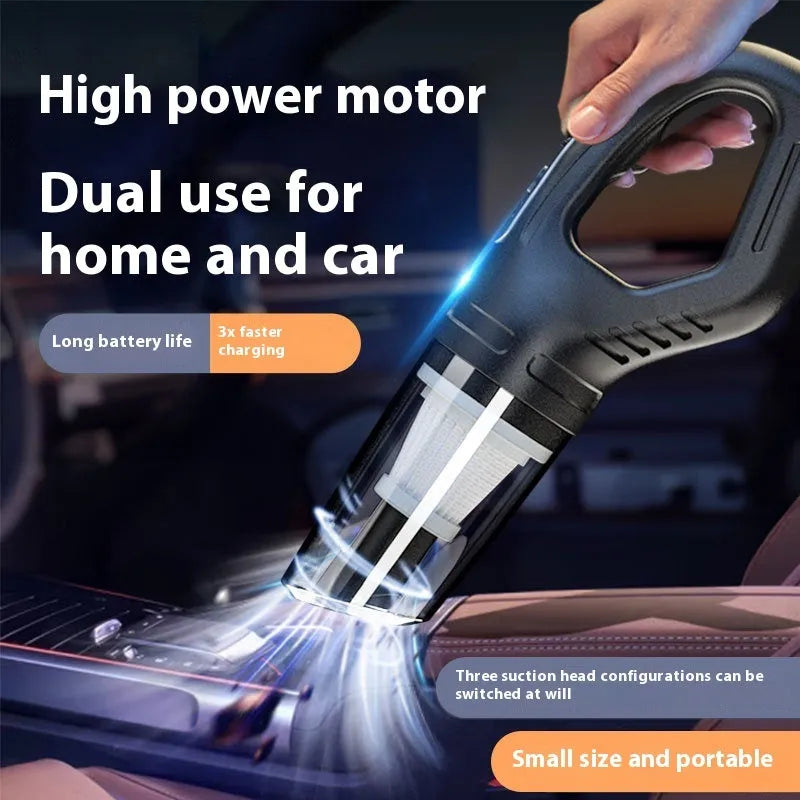 A6-1200 rechargeable handheld vacuum cleaner with transparent dust container and long nozzle for car and home use