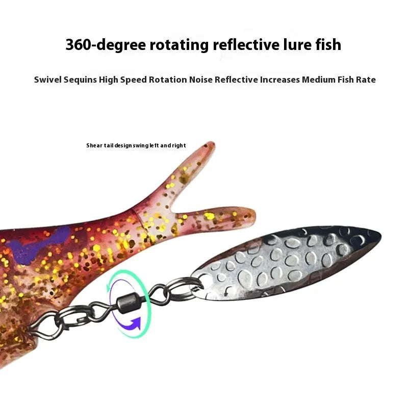 Multi-colour doc sequins lure fake bait fishing lure with treble hook in yellow and black finish