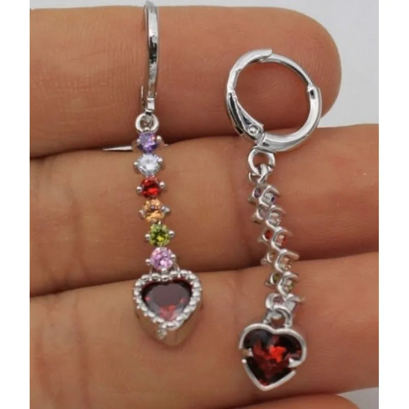 Women's heart-shaped alloy earrings in gold or silver electroplated finish