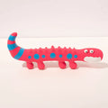 Green cartoon lizard-shaped dog chew toy with squeaker for aggressive chewers.