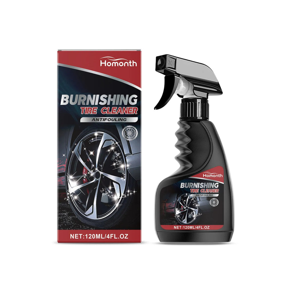 Car tyre cleaner spray bottle with 120ml capacity, designed for decontamination and cleaning.
