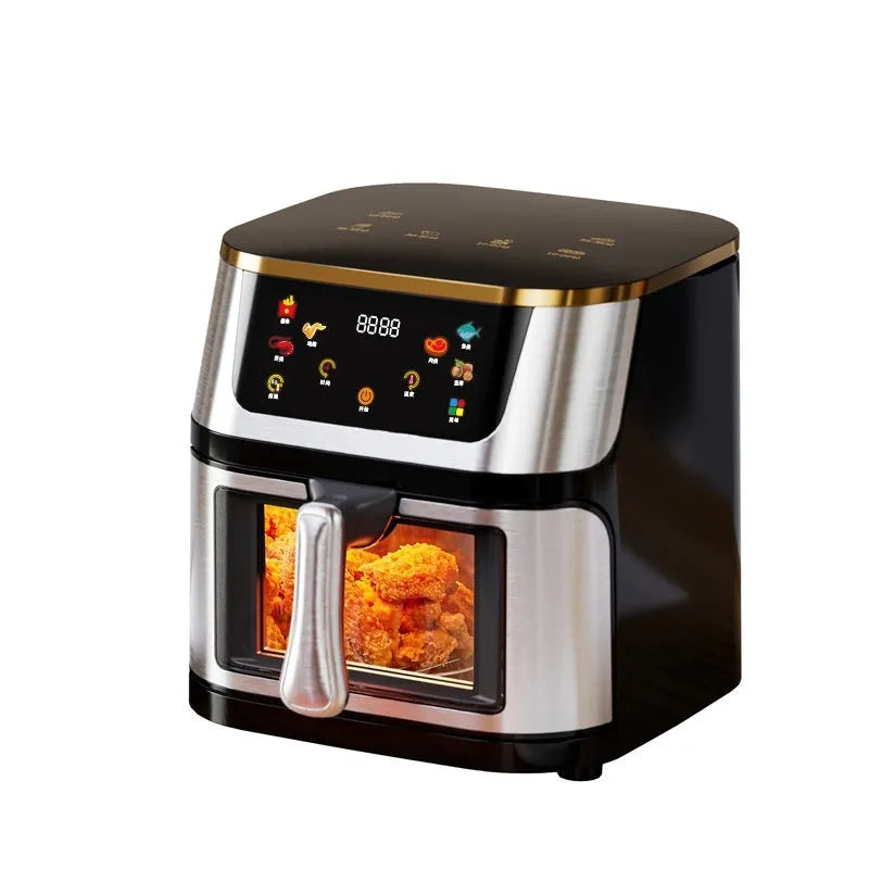 10L visual air frying oven with colour screen black gold, plastic body, 305x348mm, overheating protection