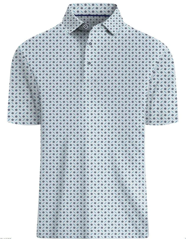 Men's 3D printed short sleeve top with zip decoration in Japanese retro style