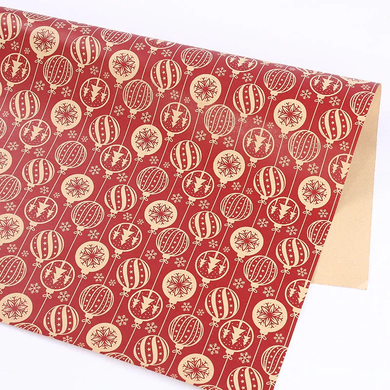 Thickened kraft wrapping paper sheet with Christmas reindeer design, 50x70cm, for gift wrapping