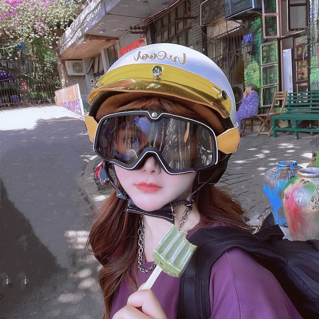 Retro helmet goggles with PC lens for scrambling motorcycle eye protection