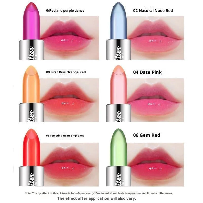 Non-fading waterproof moisturising lipstick in bright red with no stain on cup property