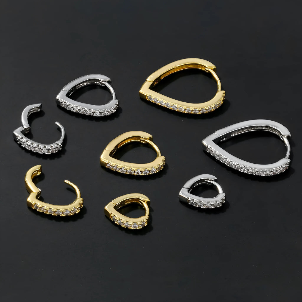 Gold geometric heart-shaped copper clip-on earring for women.
