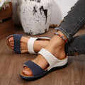 Women's plus-size hollowed-out wedge sandals in synthetic PU with open toe