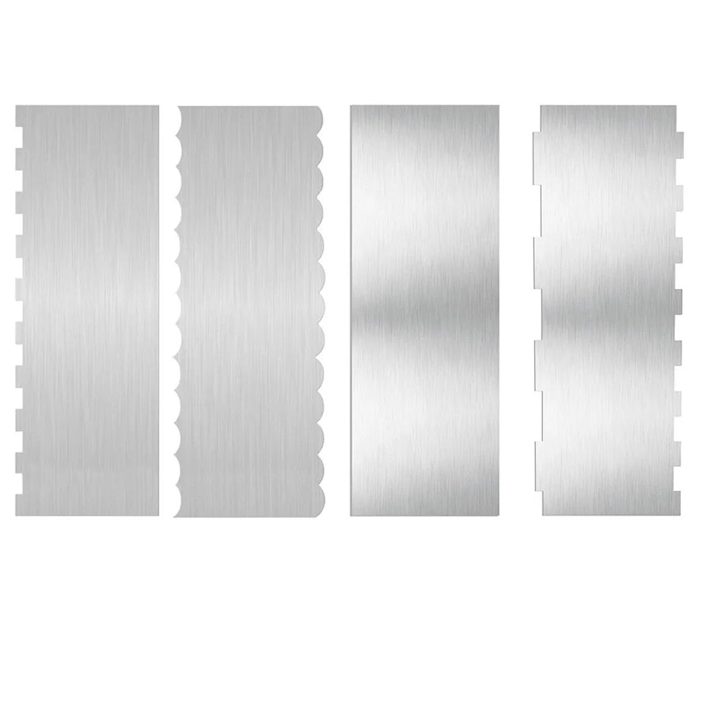 Stainless steel cake scraper with polygon pattern edges for cake decorating
