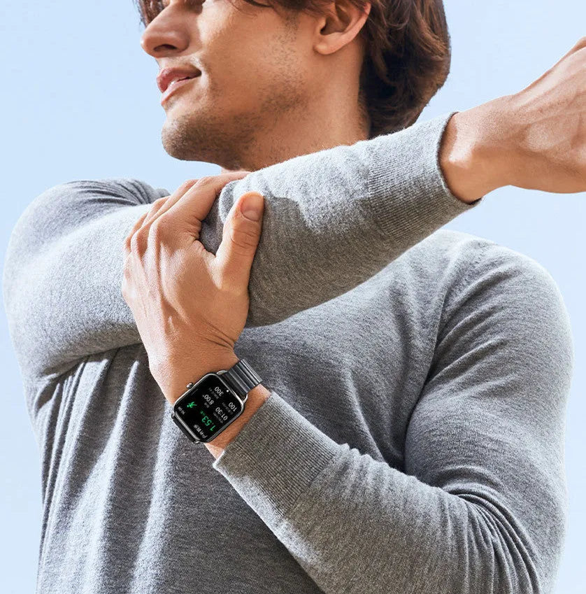 S4PLUS LS11 smart Bluetooth sports watch with AMOLED display in black, champagne, or silver colour