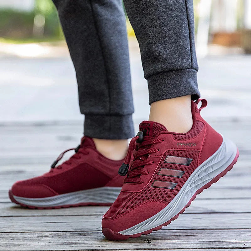 Men's and women's breathable mesh sneakers with elastic band slip-on design in multiple colours