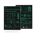 9.5 inch double side screen LCD handwriting board in black with stylus pen on desk