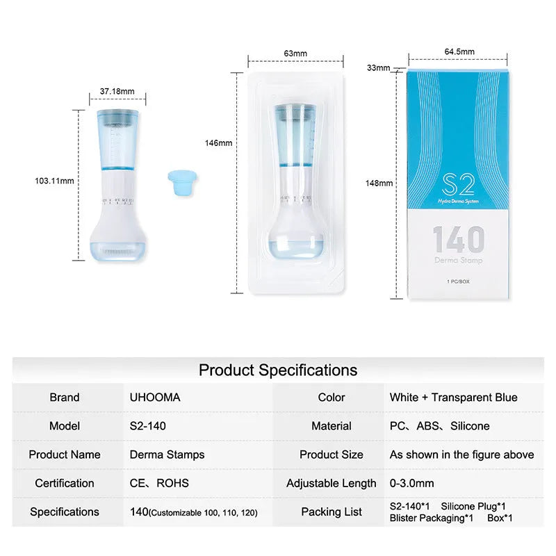 Blue micro needle roller scalp care machine with 10ml solution for home hair follicle stimulation
