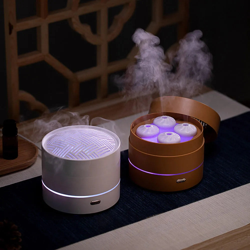 Coffee and white four-spray design 200ml USB aroma diffuser with humidifier and LED night light