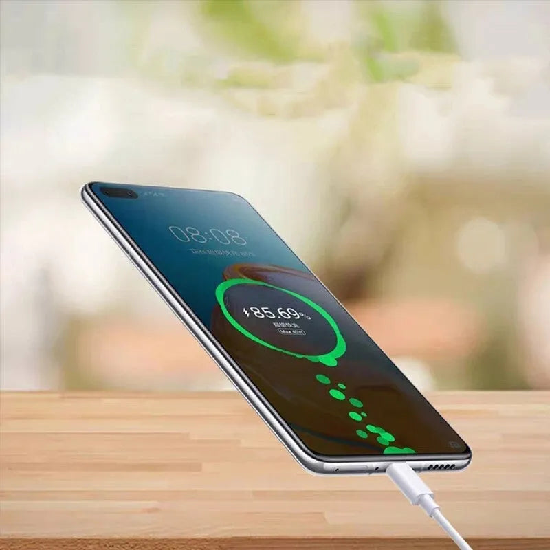 White 40W fast charger set with QC3.0 support and 5A charging cable for mobile phones