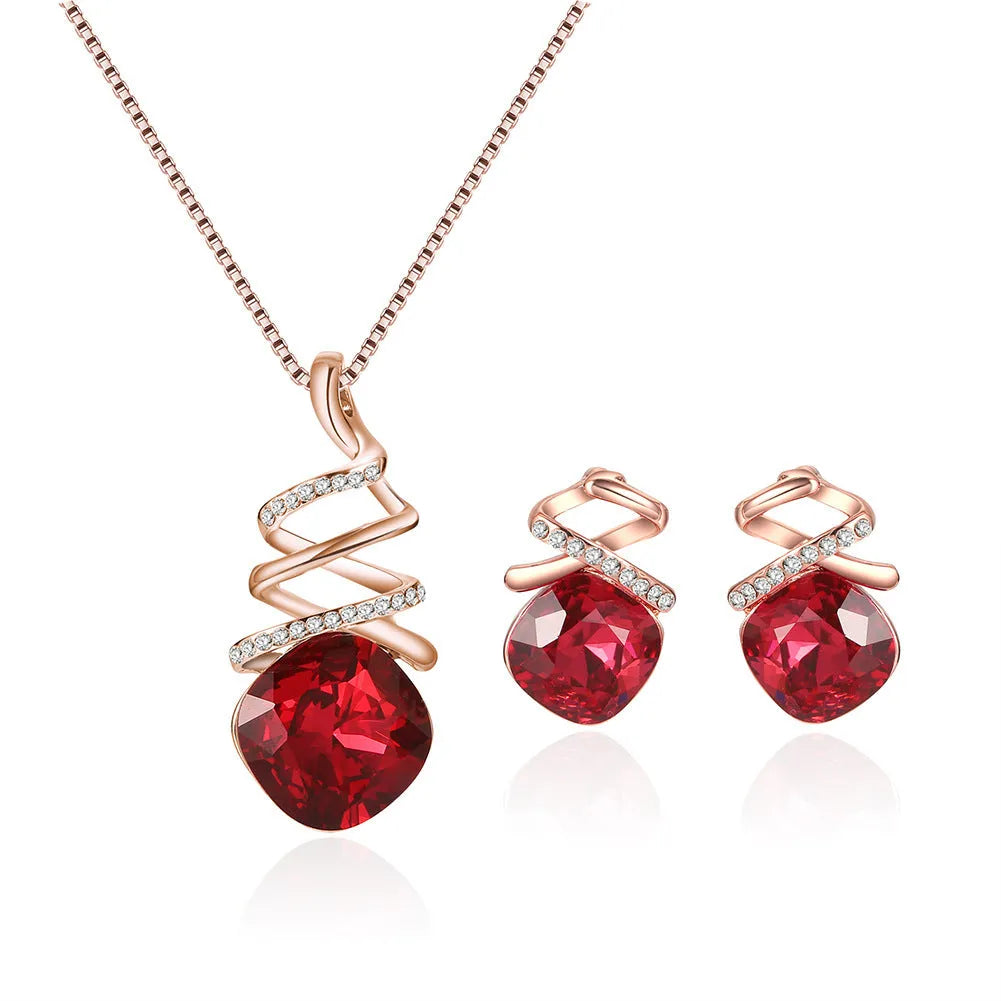 Women's bridal jewellery set with adjustable alloy necklace and matching earrings.